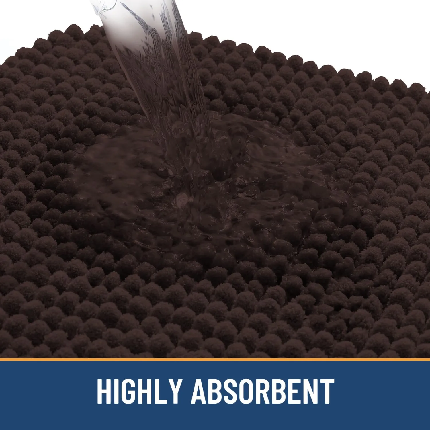 Arotive Chenille Bathroom Rugs 36x24, Soft Absorbent Bath Mat, Brown
