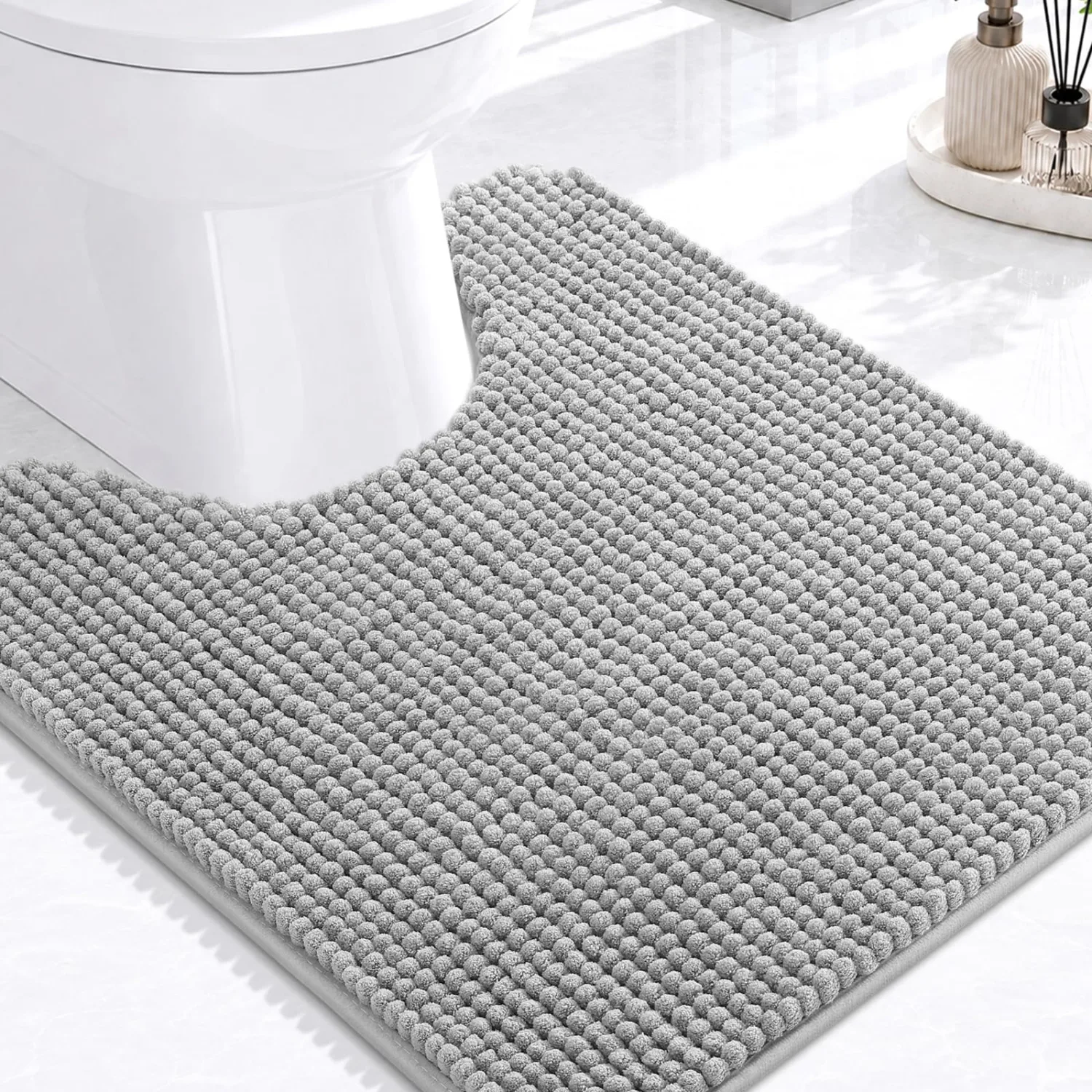 Arotive Chenille Toilet Rugs U-Shaped 24x20, Soft Absorbent Contoured Rugs
