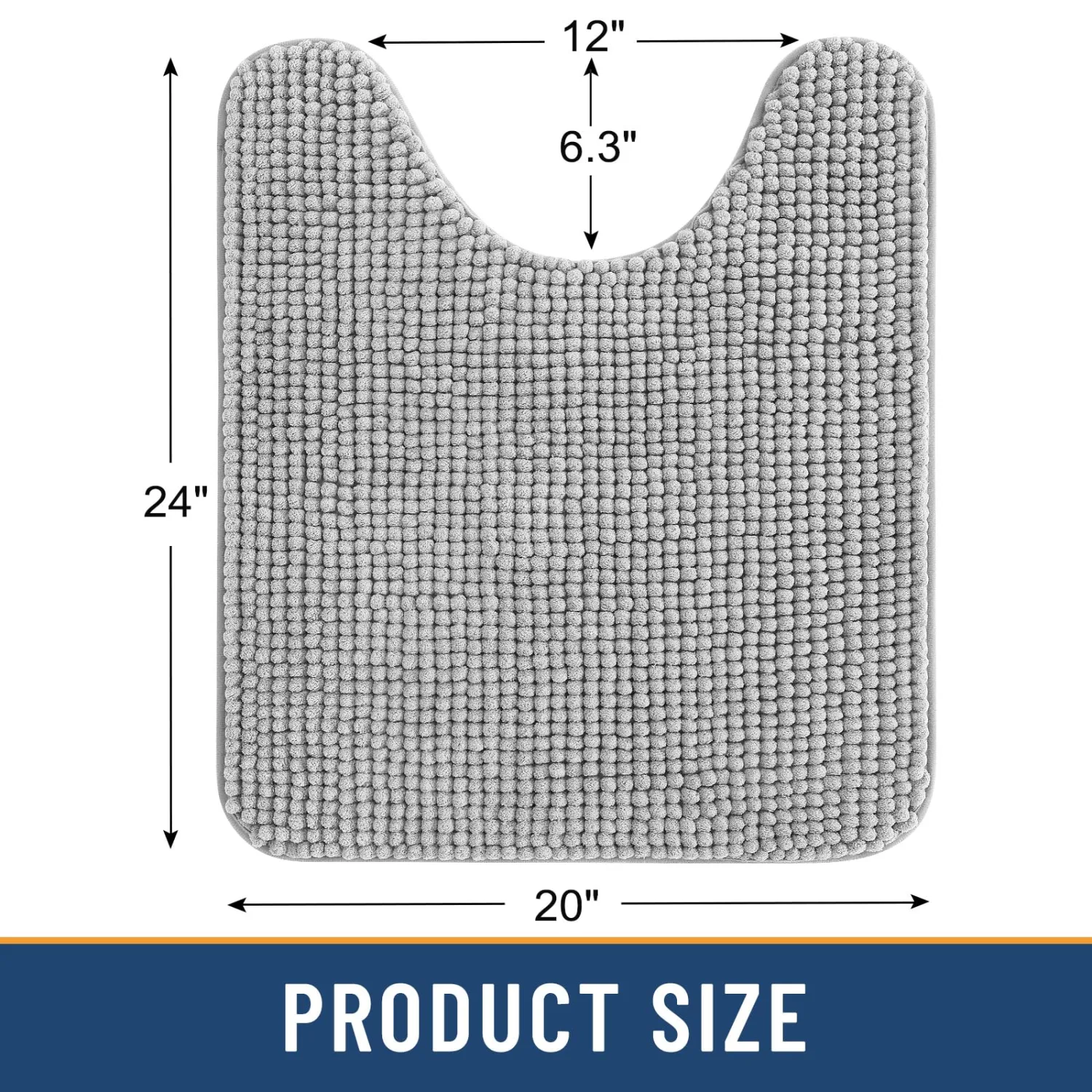 Arotive Chenille Toilet Rugs U-Shaped 24x20, Soft Absorbent Contoured Rugs