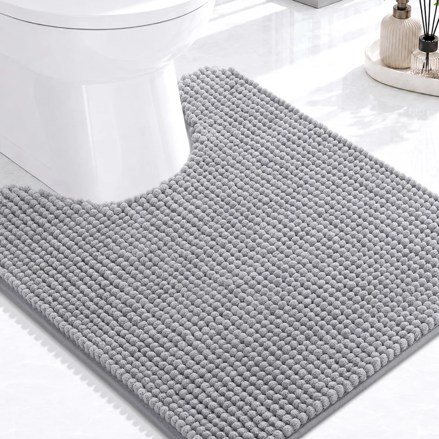 Arotive Chenille Toilet Rugs U-Shaped 24x20, Soft Absorbent Contoured Rugs
