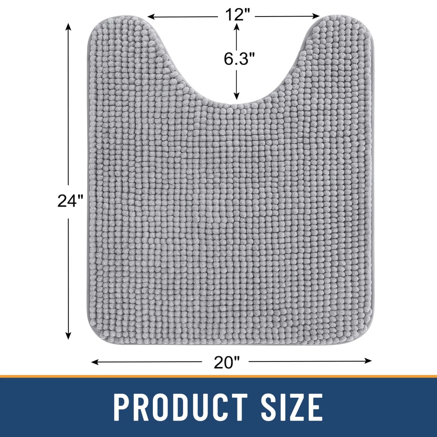 Arotive Chenille Toilet Rugs U-Shaped 24x20, Soft Absorbent Contoured Rugs