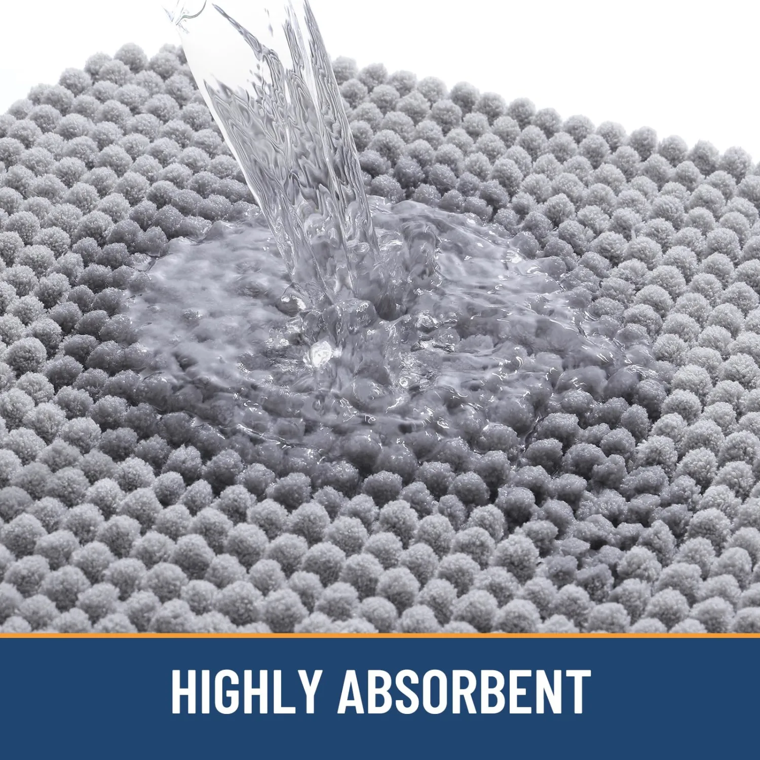 Arotive Chenille Bathroom Rugs 24x16, Soft Absorbent Bath Mat, Grey
