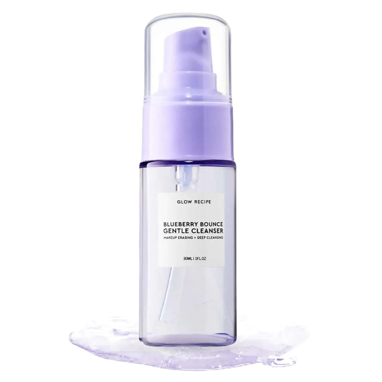 Glow Recipe Blueberry Bounce, Korean Exfoliating Face Wash, Travel Size, Double Cleanse Foaming Cleanser, Makeup Remover + Clarifying Mask, Gentle AHA + Hyaluronic Acid, Sensitive Skin, Vegan (30ml)