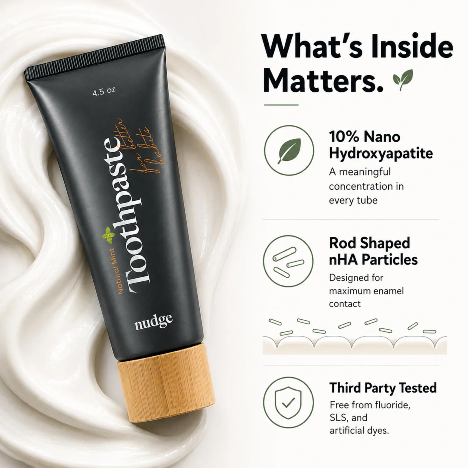 Nudge 10% Nano Hydroxyapatite Toothpaste, Cinnamon & Clove, 4.5 oz