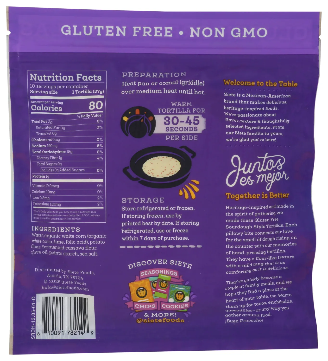 Siete Family Foods Sourdough Style Tortillas 10ct, 13.05 OZ