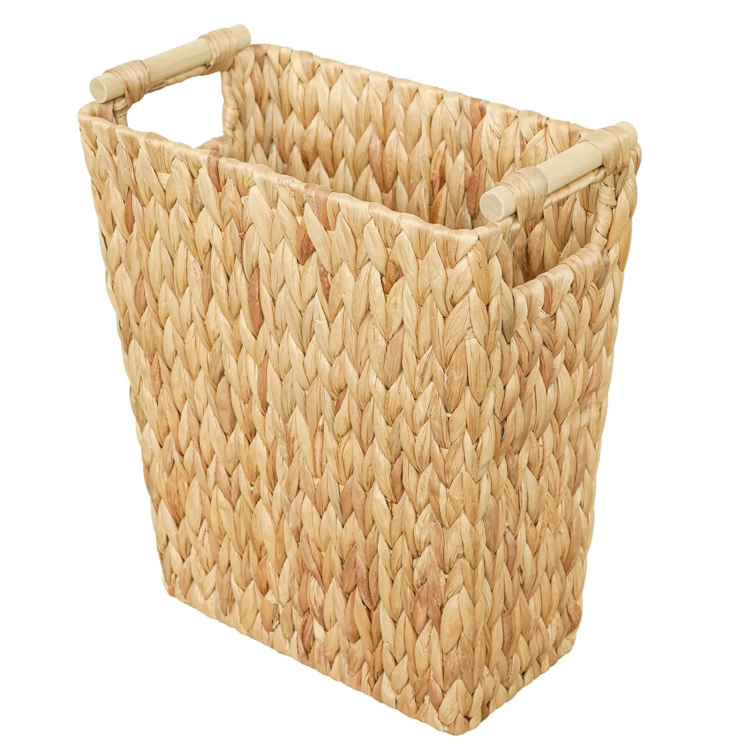 5 Gallon Wicker Trash Can with Wooden Handle,Wicker Waste Basket