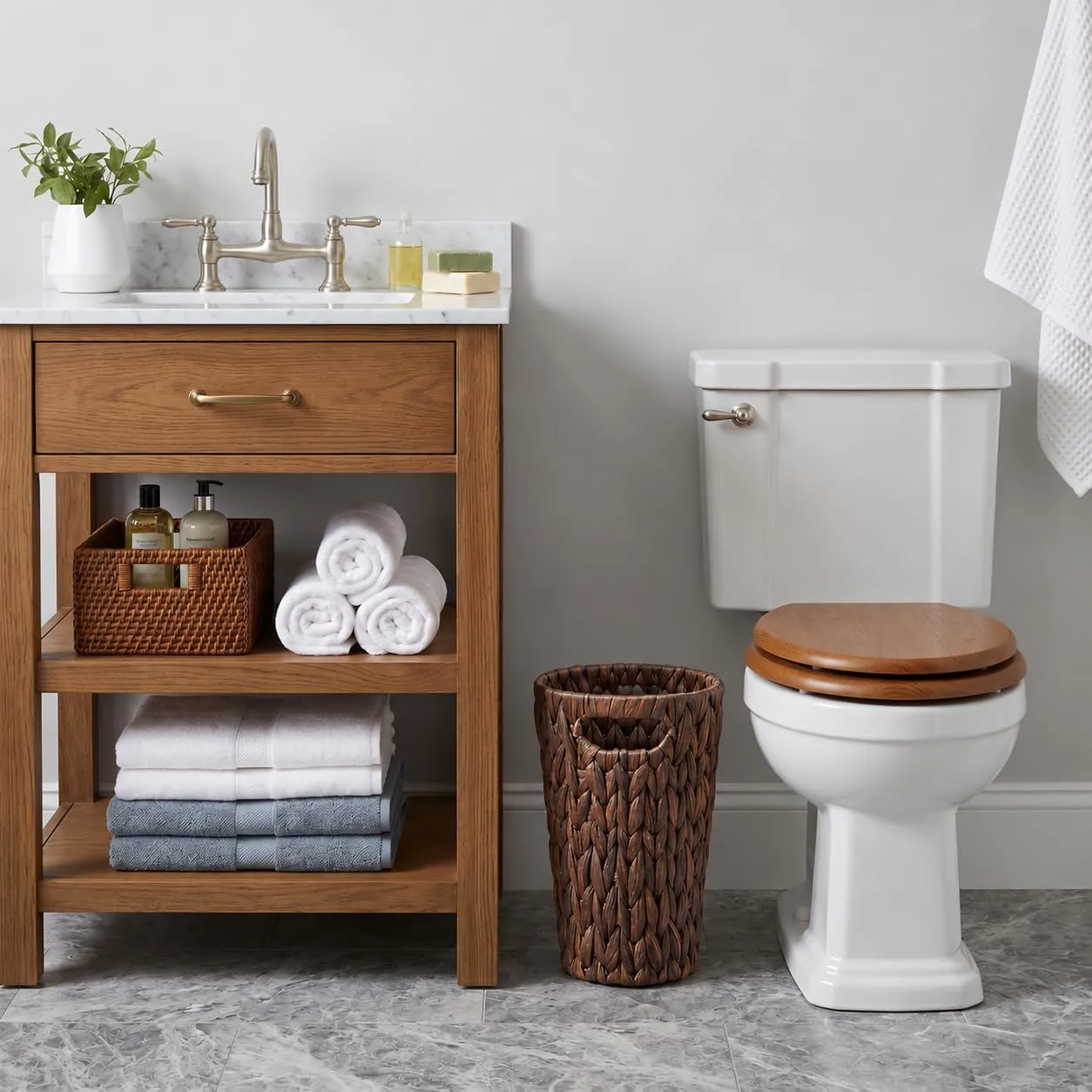 Coeusy 2 Pack Wicker Trash Can,Rattan Waste Basket for Bathroom,Coffee