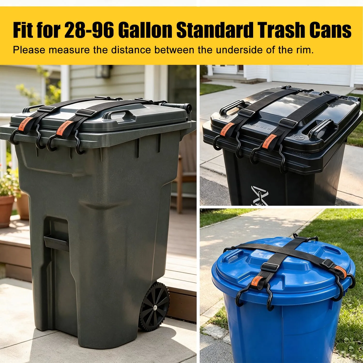 Trash Can Lid Lock Strap with Handle for Animals Proof & Windproof