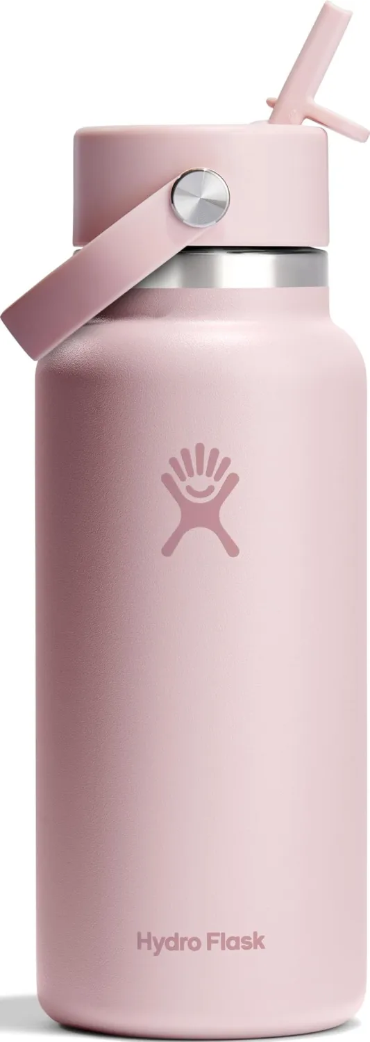 Hydro Flask Water Bottle - Insulated Stainless Steel - Wide Straw Lid, Non Spill, Leakproof in 32 Oz Trillium Pink