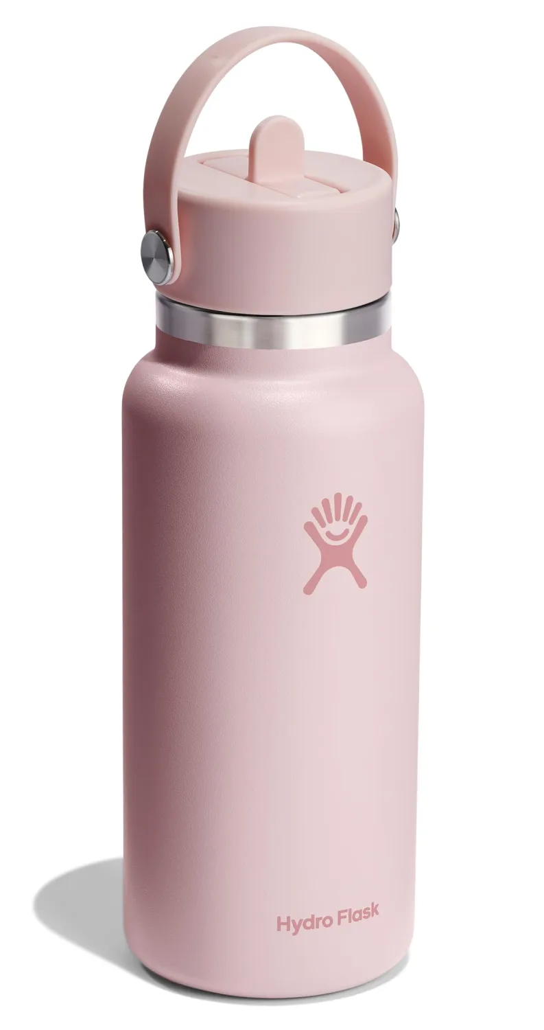 Hydro Flask Water Bottle - Insulated Stainless Steel - Wide Straw Lid, Non Spill, Leakproof in 32 Oz Trillium Pink