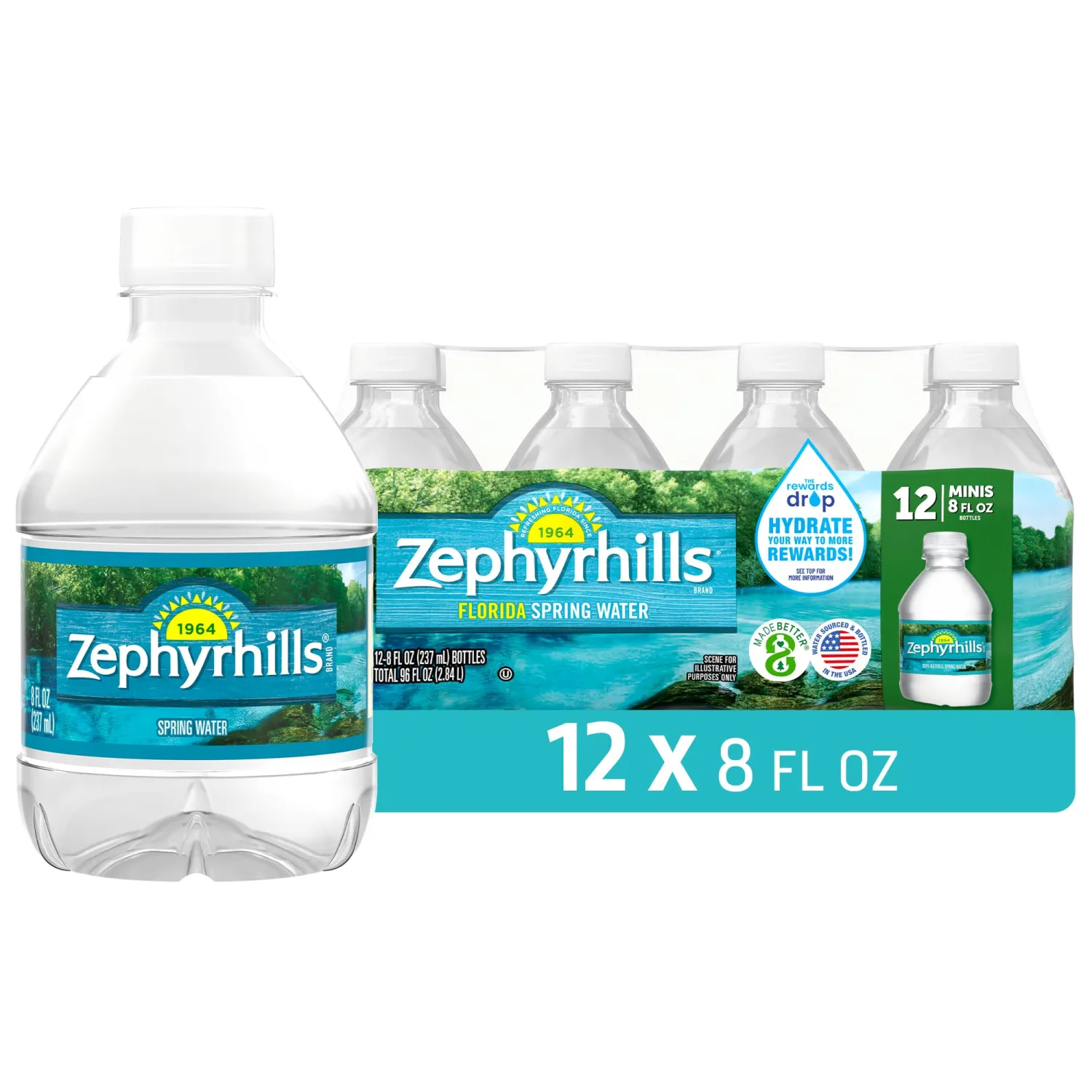Zephyrhills Florida Spring Bottled Water - 12 Pack, Mini 8 Fl Oz Bottles