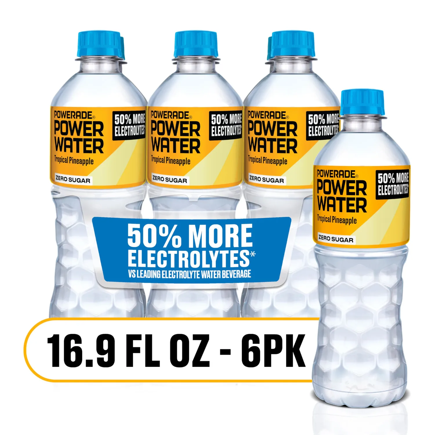 POWERADE POWER WATER, Tropical Pineapple Electrolyte Water, 16.9oz (6pk)