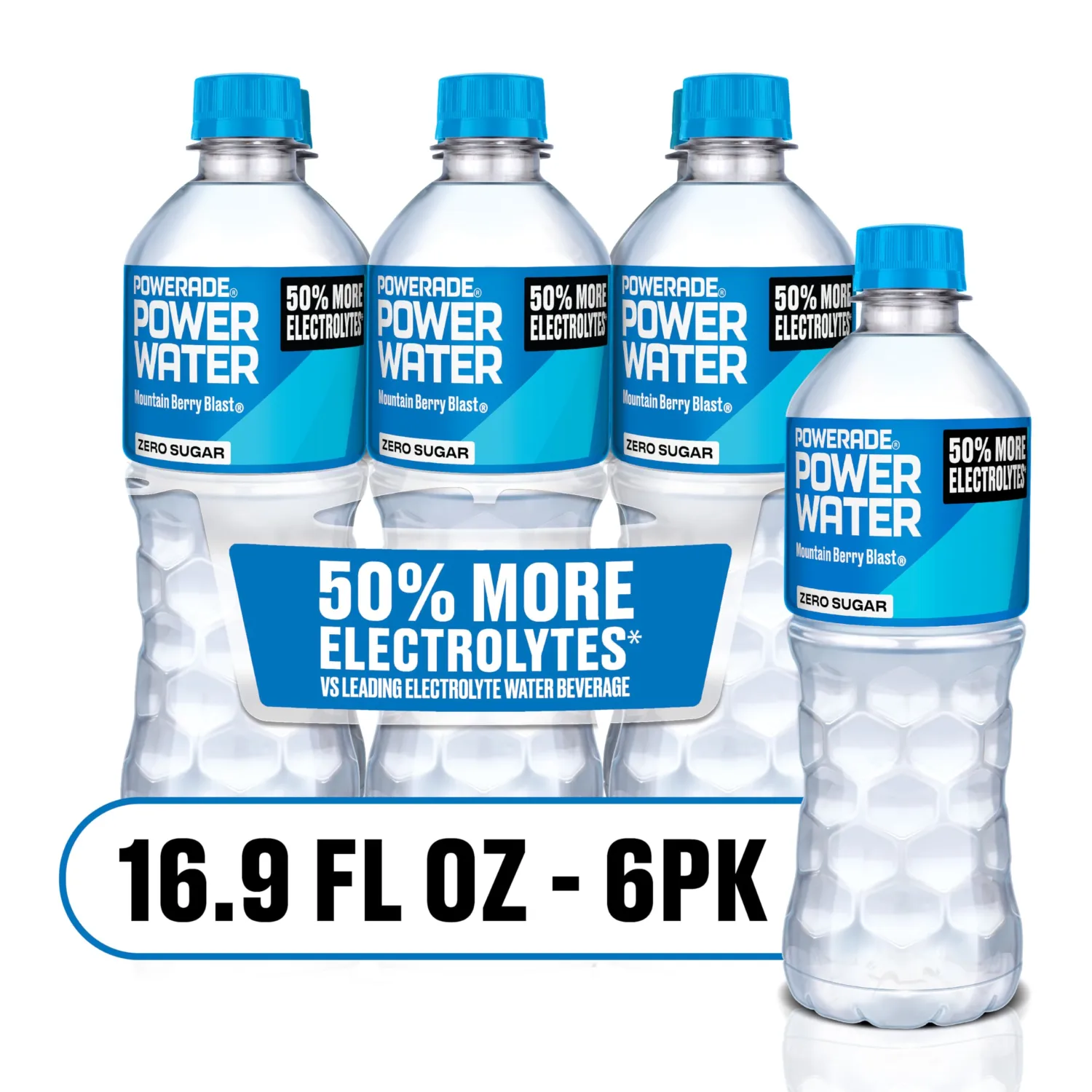 POWERADE POWER WATER, Mountain Berry Blast Electrolyte Water, 16.9oz (6pk)