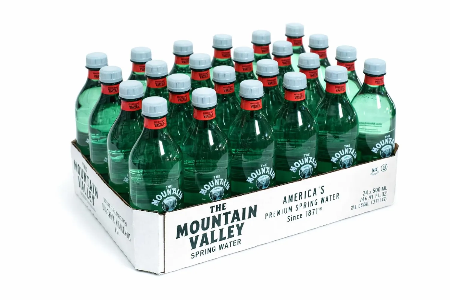 Mountain Valley Spring Water – 16.9 fl oz (500 ml) Bottles – 24 Pack – Green plastic Bottles – Refreshing, Crisp Taste – Bulk Case of Still Mineral Water