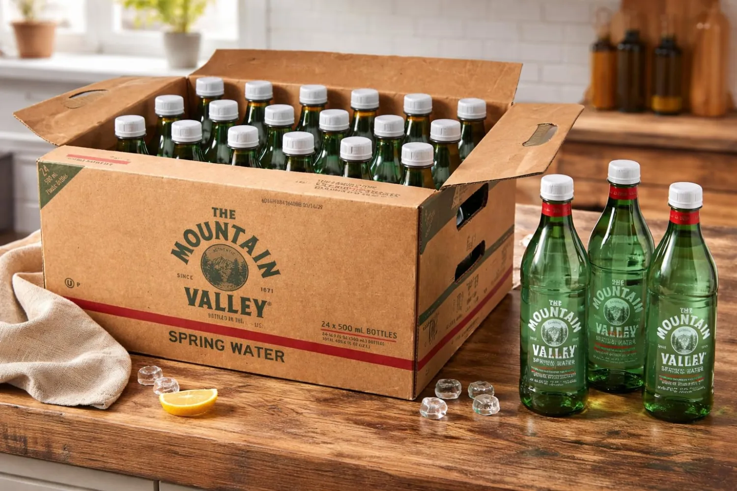 Mountain Valley Spring Water – 16.9 fl oz (500 ml) Bottles – 24 Pack – Green plastic Bottles – Refreshing, Crisp Taste – Bulk Case of Still Mineral Water