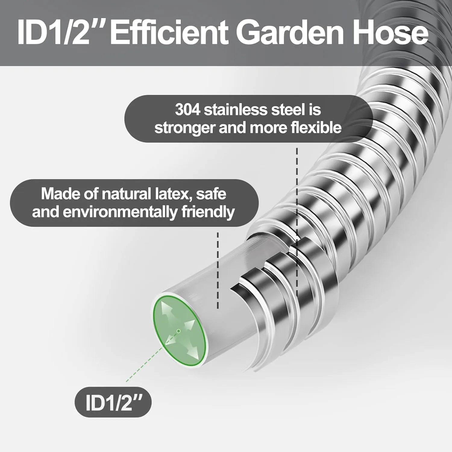 SPECILITE 1/2"x 25FT 304 Stainless Steel Metal Hose with Blue Nozzle