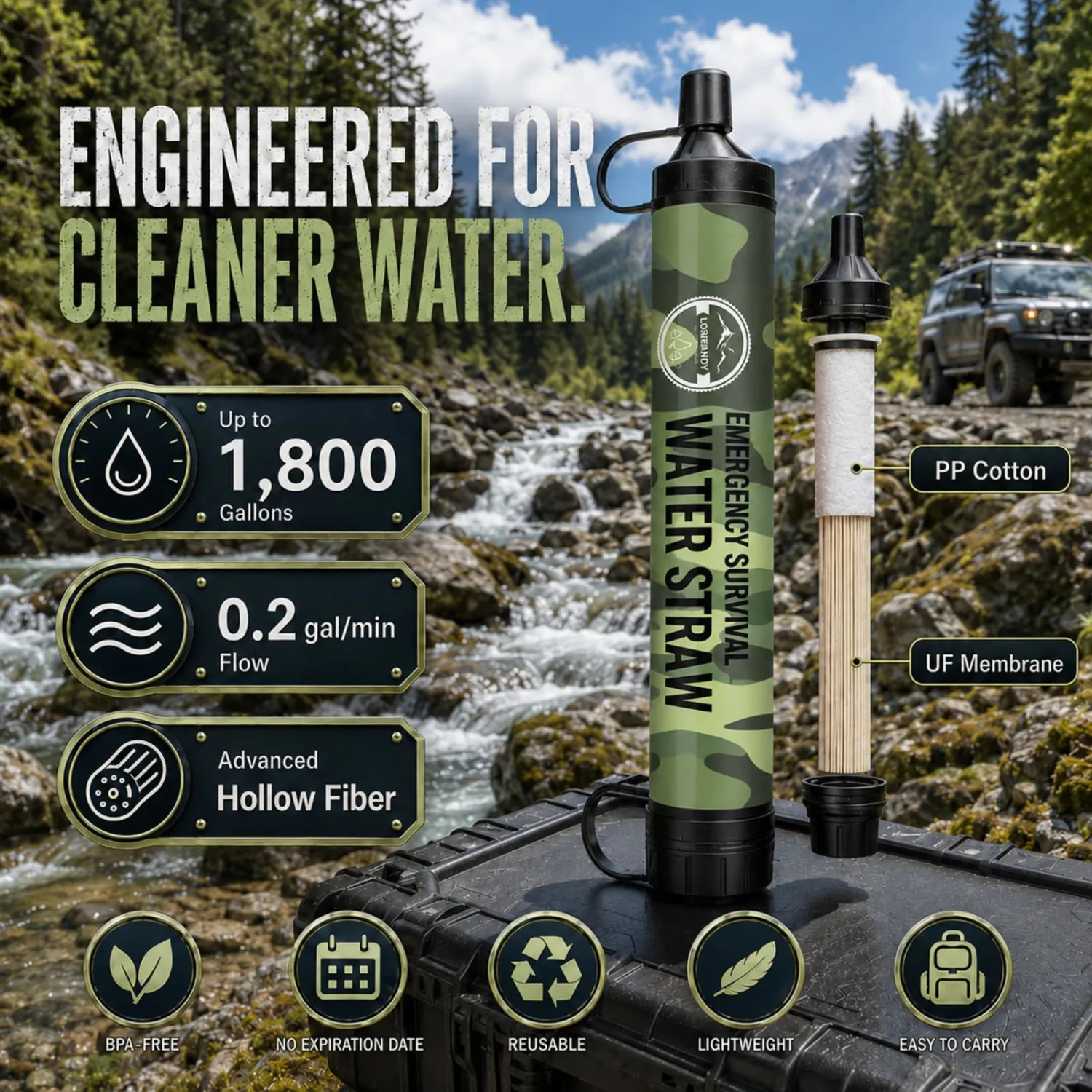 Water
Filter
Straw
3
Pack
for
Camping,
Hiking&Outdoor
Preparedness