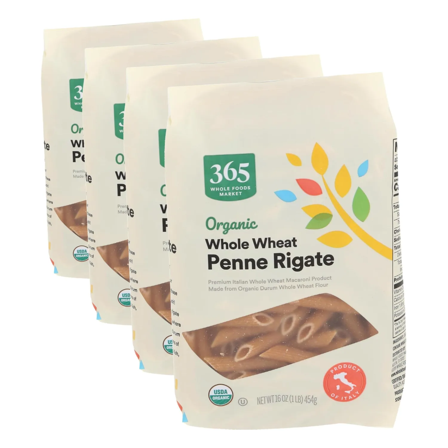 365 by Whole Foods Market, Organic Whole Wheat Penne Rigate, 16 Ounce (Pack of 4)