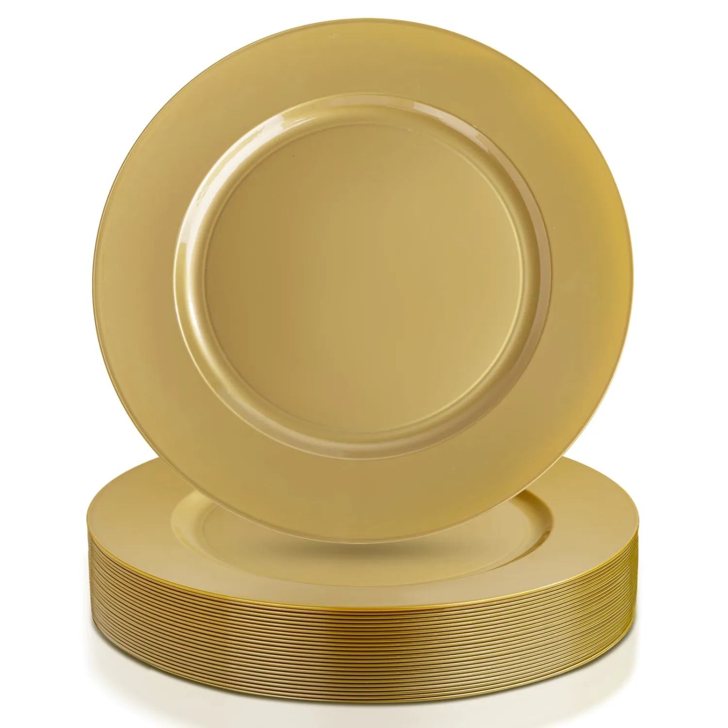 WDF 25Pack Gold Charger Plates Plastic for Wedding