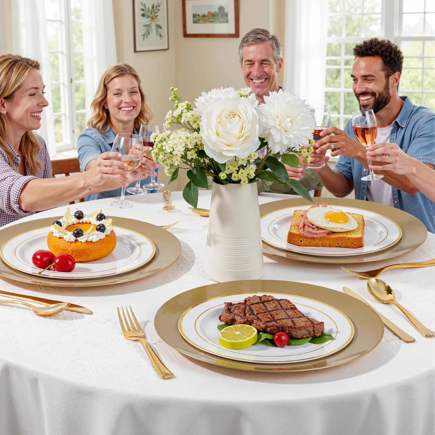 WDF 25Pack Gold Charger Plates Plastic for Wedding