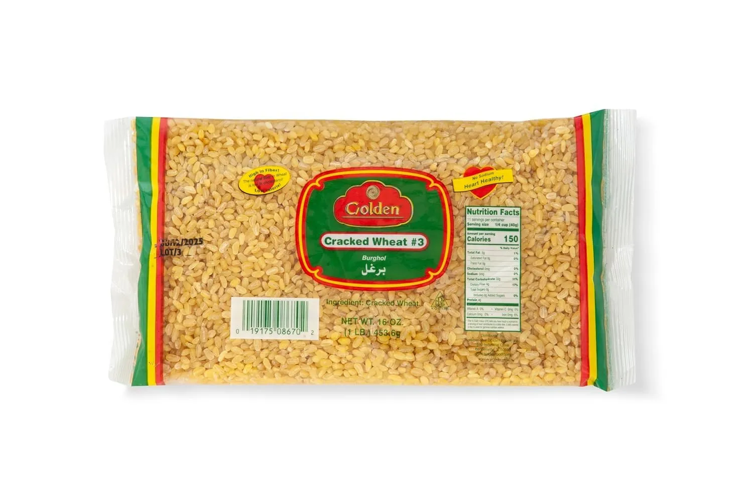 Golden Medium Grain Bulgur Wheat, Kosher, Cracked Wheat, Dried Bulgur Grain