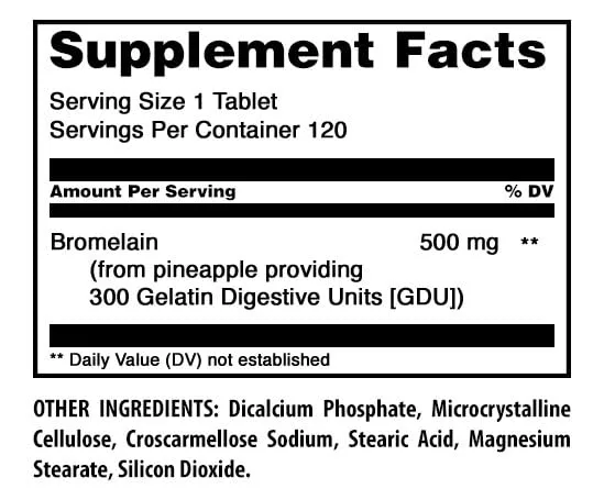 Amazing Formulas Bromelain 500 Mg (300 GDU) | Tablets Supplement | Gluten-Free | Made in USA (1 Pack | 120 Count)