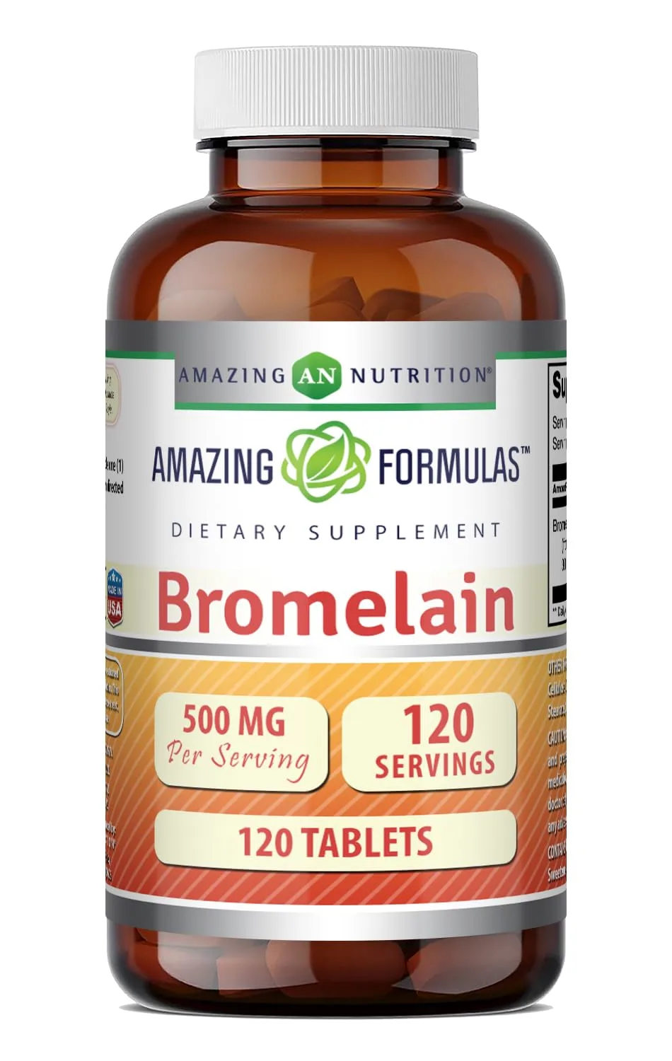 Amazing Formulas Bromelain 500 Mg (300 GDU) | Tablets Supplement | Gluten-Free | Made in USA (1 Pack | 120 Count)
