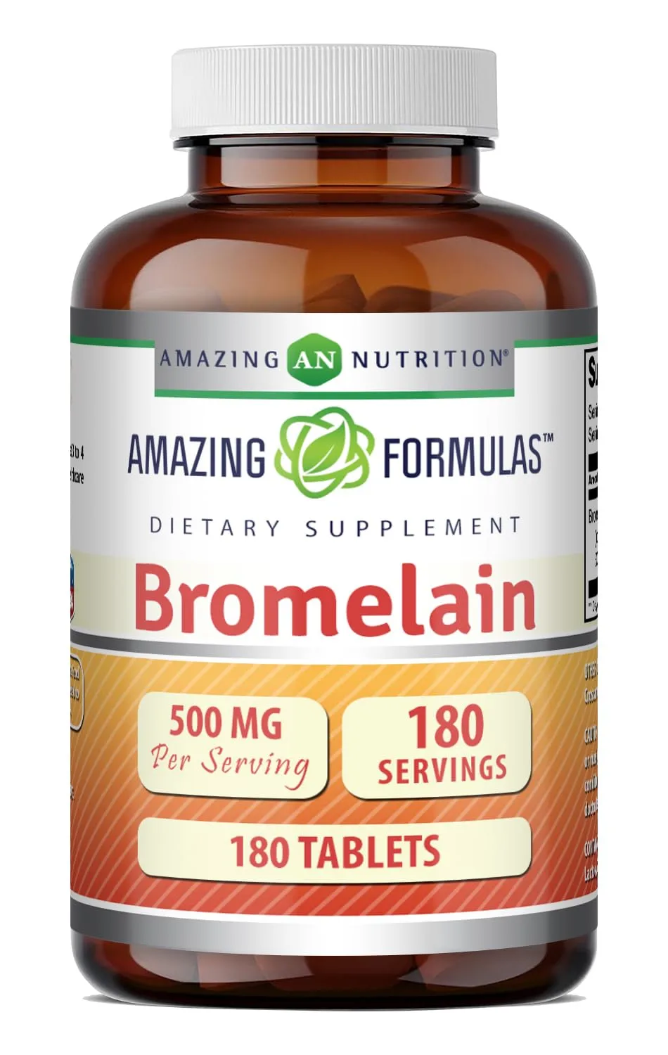 Amazing Formulas Bromelain 500 Mg | Tablets Supplement | Gluten-Free | Made in USA (1 Pack | 180 Count)