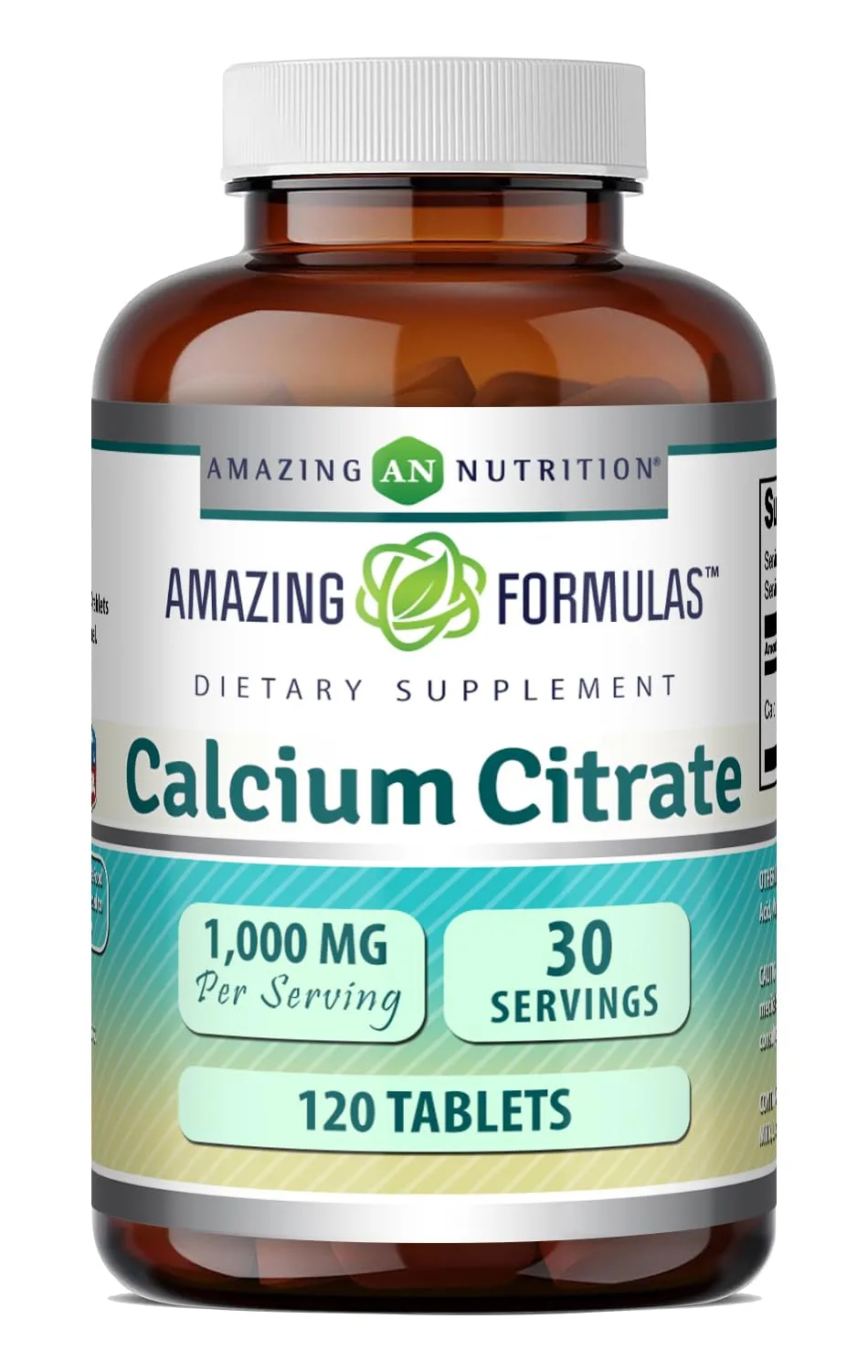 Amazing Formulas Calcium Citrate Supplement | 1000 Mg | Tablets | Gluten Free | Made in USA (1 Pack, 120 Count)