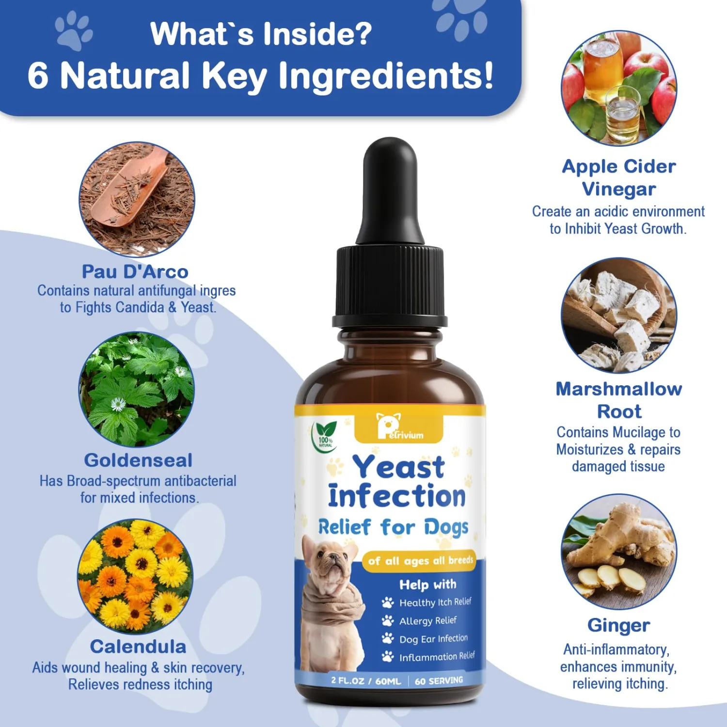 Yeast Infection Treatment for Dog, Natural Dog Yeast Relief for Ear & Paw