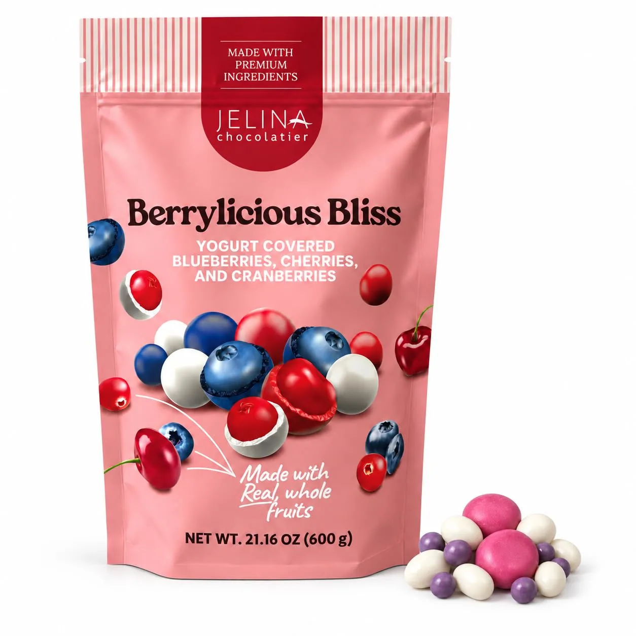 Jelina Chocolatier Berrylicious Bliss Yogurt Covered Berries, 21.16 oz